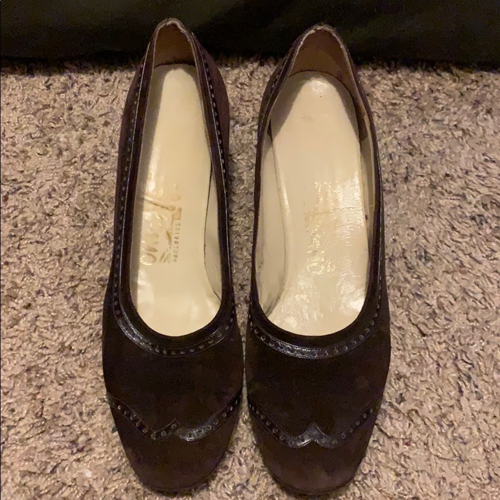 Vintage Brown suede Ferragamo heels